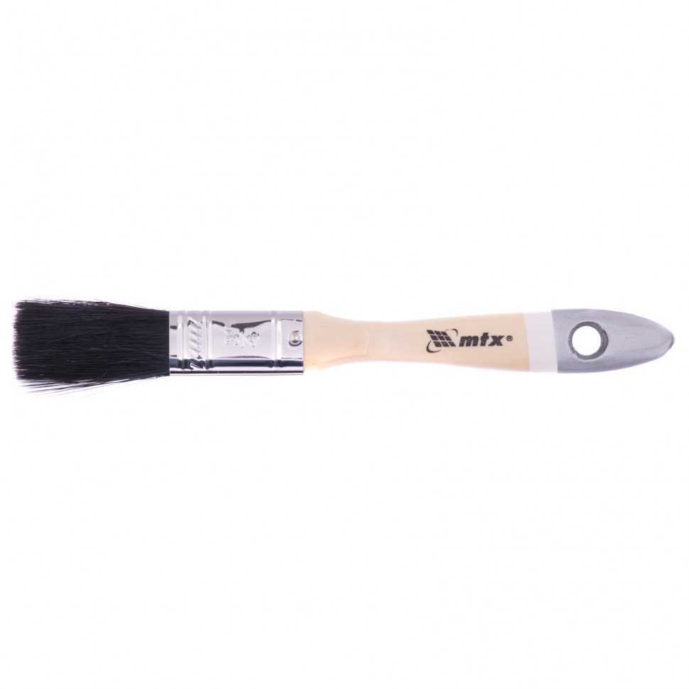 Кисть плоская, натуральная черная щетина, деревянная ручка 3/4" MTX Кисти плоские фото, изображение